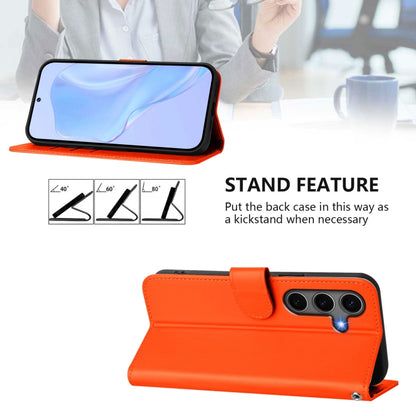 For Samsung Galaxy S25+ 5G Skin Feel Solid Color Leather Phone Case with Lanyard(Orange) - Galaxy S25+ 5G Cases by PMC Jewellery | Online Shopping South Africa | PMC Jewellery | Buy Now Pay Later Mobicred