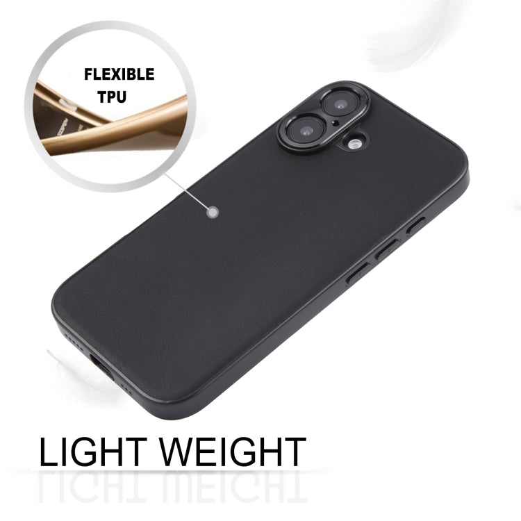 For iPhone 16 Plus GEBEI Plain Leather TPU Hybrid PU Phone Case(Black) - free shipping - PMC Jewellery - Order now!