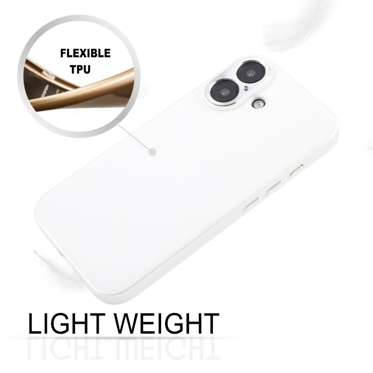 For iPhone 16 GEBEI Plain Leather TPU Hybrid PU Phone Case(White) - iPhone 16 Cases by GEBEI | Online Shopping South Africa | PMC Jewellery | Buy Now Pay Later Mobicred