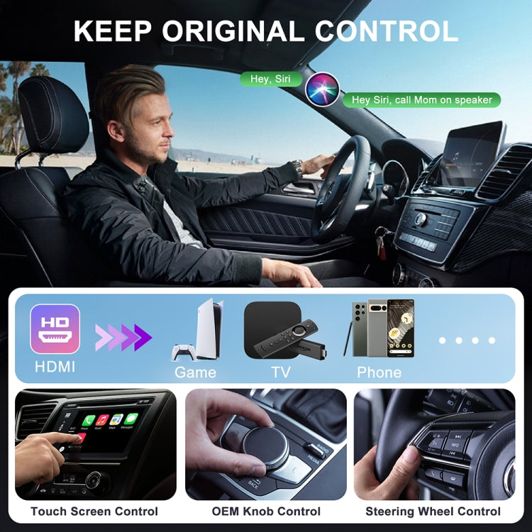 USB and HDMI Wired to Wireless CarPlay Auto Adapter, Specification:Square(Carbon Fiber) - free shipping - PMC Jewellery - Order now!
