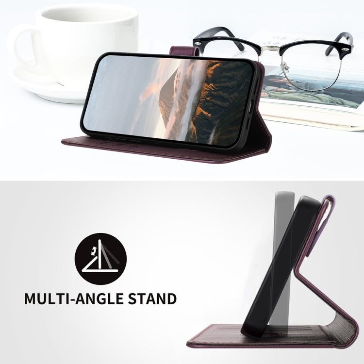 For iPhone 16e Triangle Pattern Buckle Clasp Leather Phone Case(Dark Purple) - iPhone 16e Cases by PMC TechLife | Online Shopping South Africa | PMC TechLife | Buy Now Pay Later Mobicred