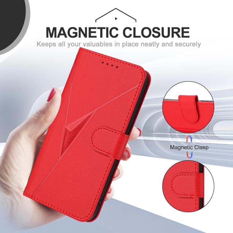 For iPhone 17 Air Triangle Pattern Buckle Clasp Leather Phone Case(Red) - free shipping - PMc TechLife - Order now!