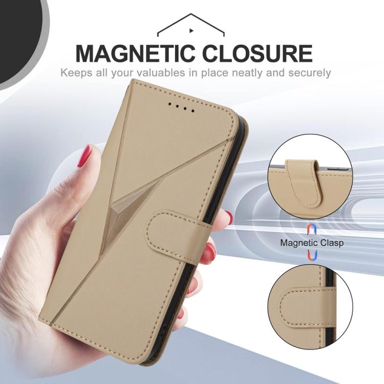 For iPhone 17 Air Triangle Pattern Buckle Clasp Leather Phone Case(Gold) - free shipping - PMc TechLife - Order now!