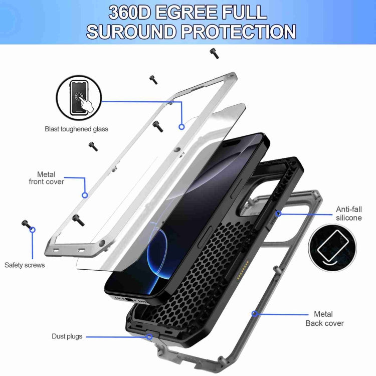 For iPhone 16 Pro RedPepper Triple-proof Metal Phone Case(Silver) - free shipping - PMC Jewellery - Order now!
