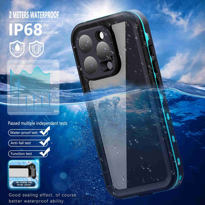 For iPhone 16 Pro RedPepper Transparent Dot IP68 Waterproof Triple-proof Phone Case(Black Blue) - iPhone 16 Pro Cases by RedPepper | Online Shopping South Africa | PMC Jewellery | Buy Now Pay Later Mobicred