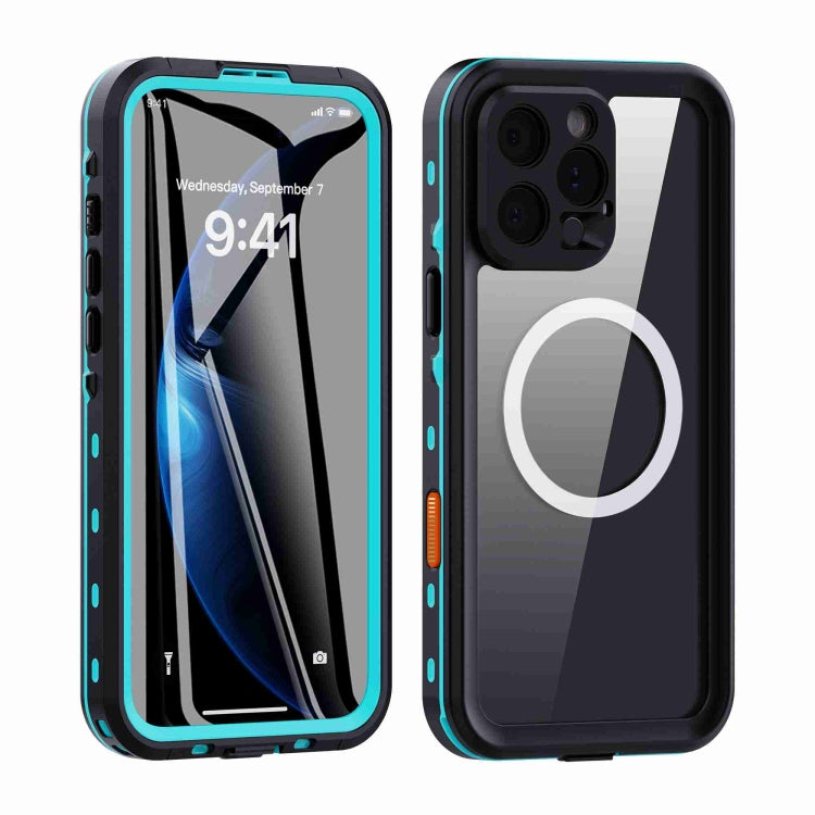 For iPhone 16 Pro Max RedPepper Transparent Dot IP68 Waterproof Triple-proof MagSafe Phone Case(Black Blue) - iPhone 16 Pro Max Cases by RedPepper | Online Shopping South Africa | PMC Jewellery | Buy Now Pay Later Mobicred