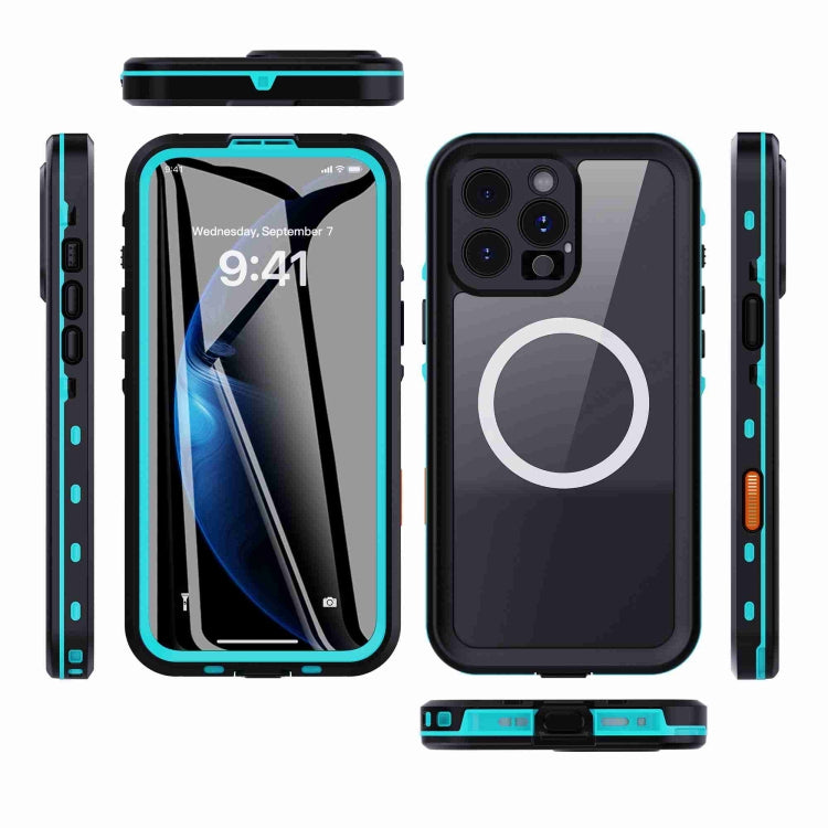 For iPhone 16 Pro Max RedPepper Transparent Dot IP68 Waterproof Triple-proof MagSafe Phone Case(Black Blue) - iPhone 16 Pro Max Cases by RedPepper | Online Shopping South Africa | PMC Jewellery | Buy Now Pay Later Mobicred