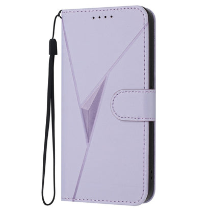 For Samsung Galaxy S25 5G Triangle Pattern Buckle Clasp Leather Phone Case(Light Purple) - Galaxy S25 5G Cases by PMC Jewellery | Online Shopping South Africa | PMC Jewellery | Buy Now Pay Later Mobicred