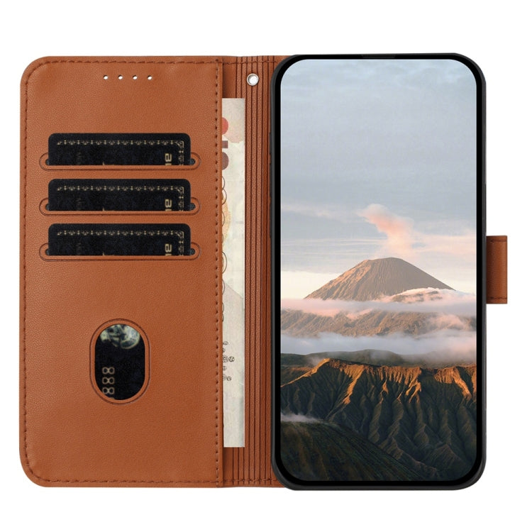 For Samsung Galaxy S25+ 5G Triangle Pattern Buckle Clasp Leather Phone Case(Brown) - Galaxy S25+ 5G Cases by PMC Jewellery | Online Shopping South Africa | PMC Jewellery | Buy Now Pay Later Mobicred