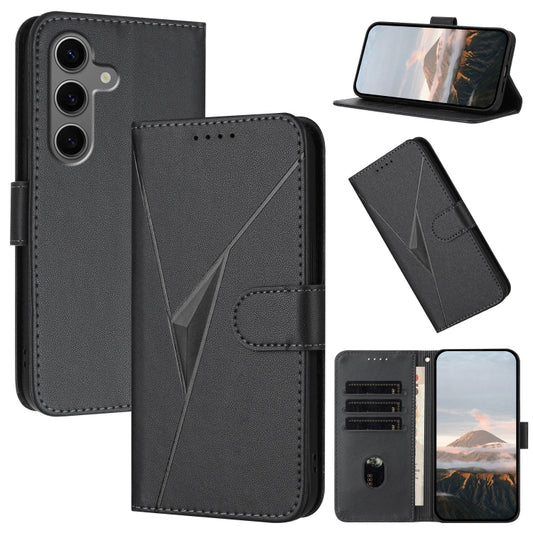 For Samsung Galaxy S25+ 5G Triangle Pattern Buckle Clasp Leather Phone Case(Black) - Galaxy S25+ 5G Cases by PMC Jewellery | Online Shopping South Africa | PMC Jewellery | Buy Now Pay Later Mobicred