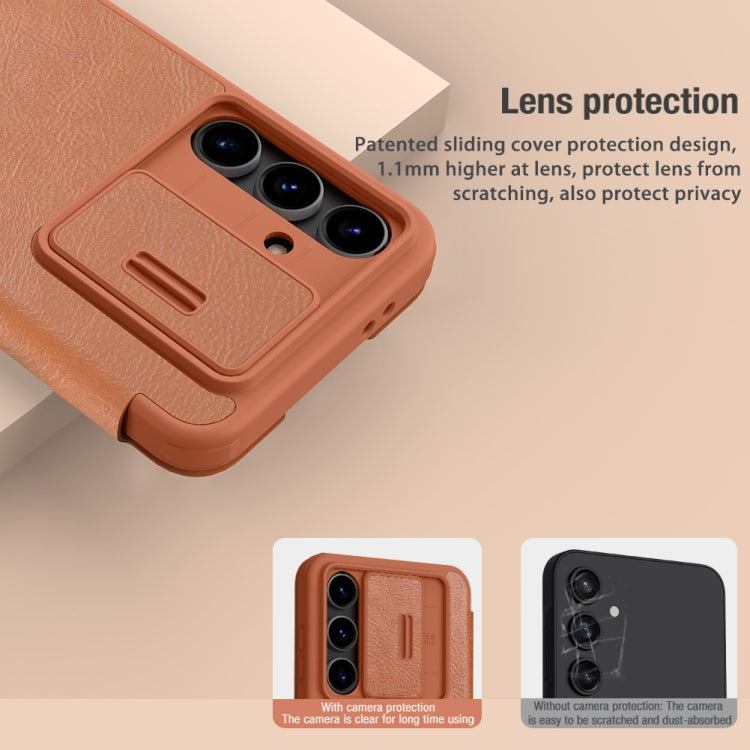 For Samsung Galaxy S24 FE 5G NILLKIN QIN Series Pro Sliding Camera Cover Design Leather Phone Case(Red) - Galaxy S24 FE 5G Cases by NILLKIN | Online Shopping South Africa | PMC Jewellery | Buy Now Pay Later Mobicred