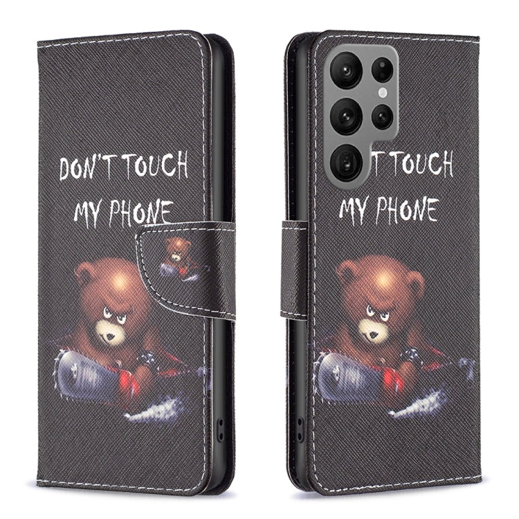 For Samsung Galaxy S25 Ultra 5G Colored Drawing Pattern Leather Phone Case(Bear) - Galaxy S25 Ultra 5G Cases by PMC Jewellery | Online Shopping South Africa | PMC Jewellery | Buy Now Pay Later Mobicred