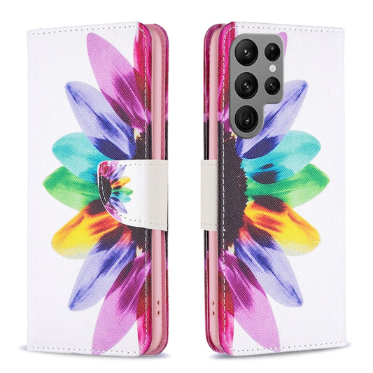 For Samsung Galaxy S25 Ultra 5G Colored Drawing Pattern Leather Phone Case(Sun Flower) - Galaxy S25 Ultra 5G Cases by PMC Jewellery | Online Shopping South Africa | PMC Jewellery | Buy Now Pay Later Mobicred