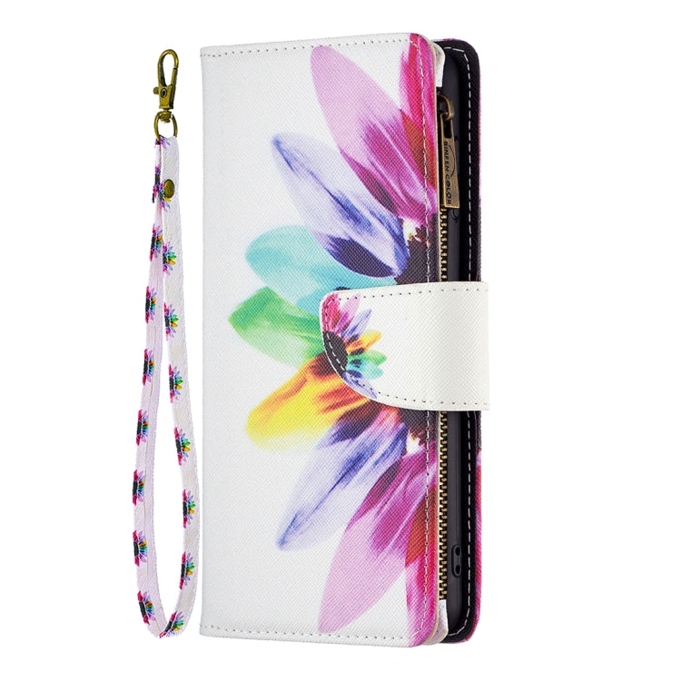 For Samsung Galaxy S25+ 5G Colored Drawing Pattern Zipper Leather Phone Case(Sun Flower) - Galaxy S25+ 5G Cases by PMC Jewellery | Online Shopping South Africa | PMC Jewellery | Buy Now Pay Later Mobicred