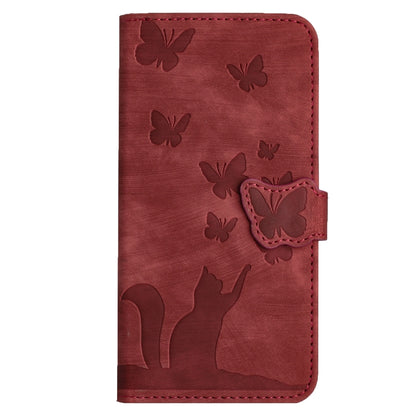 For Samsung Galaxy S25 5G Butterfly Cat Embossing Flip Leather Phone Case(Red) - Galaxy S25 5G Cases by PMC Jewellery | Online Shopping South Africa | PMC Jewellery | Buy Now Pay Later Mobicred