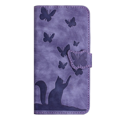 For Samsung Galaxy S25 Ultra 5G Butterfly Cat Embossing Flip Leather Phone Case(Purple) - Galaxy S25 Ultra 5G Cases by PMC Jewellery | Online Shopping South Africa | PMC Jewellery | Buy Now Pay Later Mobicred