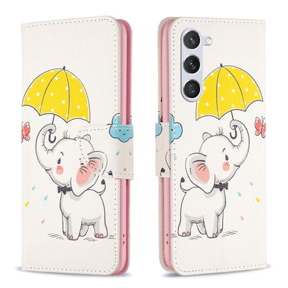 For Samsung Galaxy S25 5G Colored Drawing Pattern Leather Phone Case(Umbrella Elephant) - Galaxy S25 5G Cases by PMC Jewellery | Online Shopping South Africa | PMC Jewellery | Buy Now Pay Later Mobicred