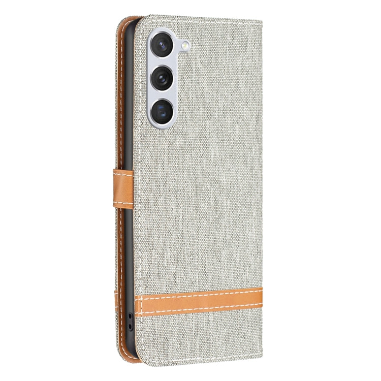 For Samsung Galaxy S25 5G Color Block Denim Texture Leather Phone Case(Grey) - Galaxy S25 5G Cases by PMC Jewellery | Online Shopping South Africa | PMC Jewellery | Buy Now Pay Later Mobicred