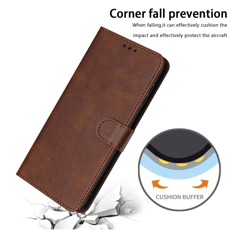 For Samsung Galaxy S25 Ultra 5G Solid Calf Texture Flip Leather Phone Case(Brown) - Galaxy S25 Ultra 5G Cases by PMC Jewellery | Online Shopping South Africa | PMC Jewellery | Buy Now Pay Later Mobicred