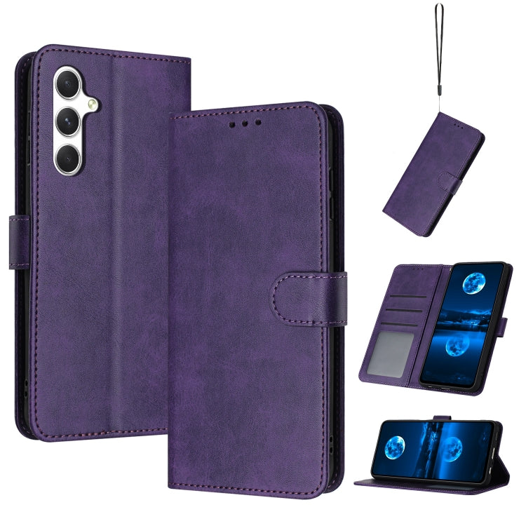 For Samsung Galaxy S25 / S24 5G Solid Calf Texture Flip Leather Phone Case(Purple) - Galaxy S25 5G Cases by PMC TechLife | Online Shopping South Africa | PMC TechLife | Buy Now Pay Later Mobicred