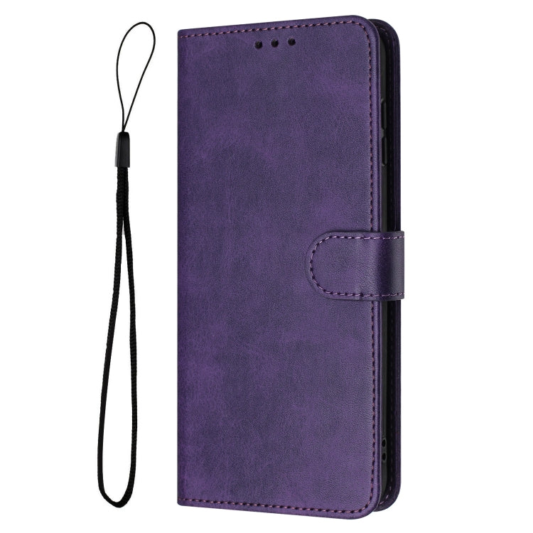 For Samsung Galaxy S25 / S24 5G Solid Calf Texture Flip Leather Phone Case(Purple) - Galaxy S25 5G Cases by PMC Jewellery | Online Shopping South Africa | PMC Jewellery | Buy Now Pay Later Mobicred