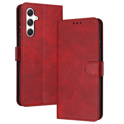 For Samsung Galaxy S25+ / S24+ 5G Solid Calf Texture Flip Leather Phone Case(Red) - Galaxy S25+ 5G Cases by PMC Jewellery | Online Shopping South Africa | PMC Jewellery | Buy Now Pay Later Mobicred