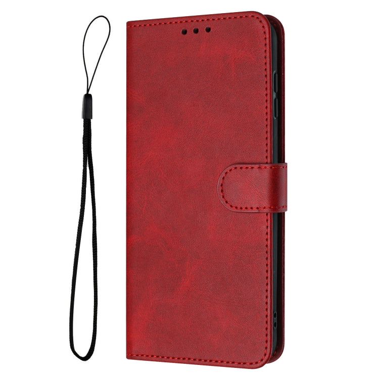 For Samsung Galaxy S25+ / S24+ 5G Solid Calf Texture Flip Leather Phone Case(Red) - free shipping - PMC Jewellery - Order now!