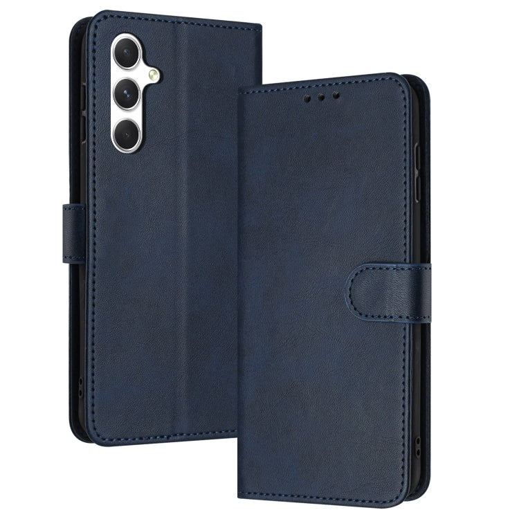 For Samsung Galaxy S25+ / S24+ 5G Solid Calf Texture Flip Leather Phone Case(Dark Blue) - Galaxy S25+ 5G Cases by PMC TechLife | Online Shopping South Africa | PMC TechLife | Buy Now Pay Later Mobicred