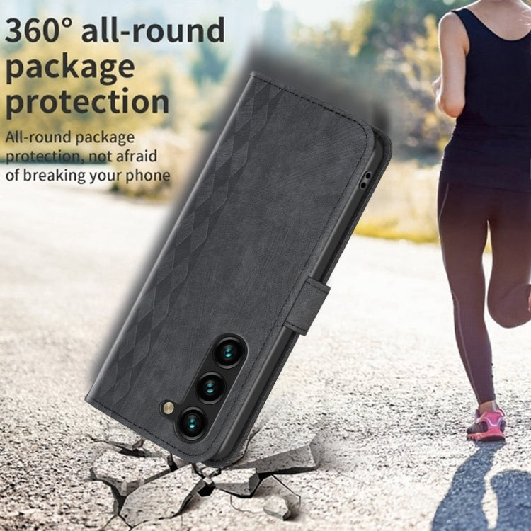 For Samsung Galaxy S25 5G Plaid Embossed Leather Phone Case(Black) - Galaxy S25 5G Cases by PMC Jewellery | Online Shopping South Africa | PMC Jewellery | Buy Now Pay Later Mobicred