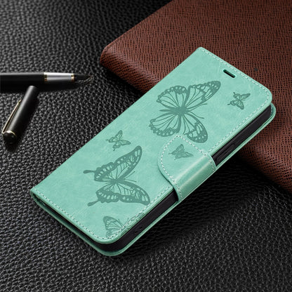 For Samsung Galaxy S25 5G Embossing Two Butterflies Pattern Leather Phone Case(Green) - Galaxy S25 5G Cases by PMC Jewellery | Online Shopping South Africa | PMC Jewellery | Buy Now Pay Later Mobicred