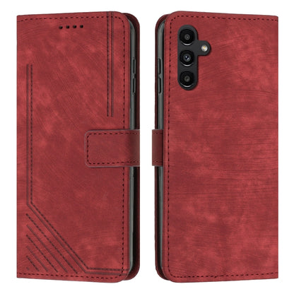 For Samsung Galaxy S25+ / S24+ 5G Skin Feel Stripe Pattern Leather Phone Case with Long Lanyard(Red) - Galaxy S25+ 5G Cases by PMC Jewellery | Online Shopping South Africa | PMC Jewellery | Buy Now Pay Later Mobicred