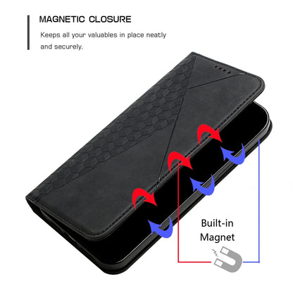 For Samsung Galaxy S25 / S24 5G Diamond Splicing Skin Feel Magnetic Leather Phone Case(Black) - Galaxy S25 5G Cases by PMC Jewellery | Online Shopping South Africa | PMC Jewellery | Buy Now Pay Later Mobicred