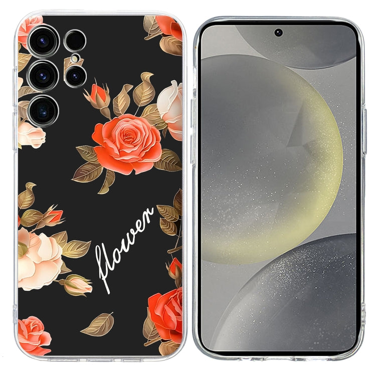 For Samsung Galaxy S25 Ultra 5G Colorful Painting Pattern TPU Phone Case(Flowers On Black) - Galaxy S25 Ultra 5G Cases by PMC Jewellery | Online Shopping South Africa | PMC Jewellery | Buy Now Pay Later Mobicred