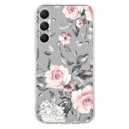 For Samsung Galaxy S25 5G Colorful Painting Pattern TPU Phone Case(Flowers On Grey) - Galaxy S25 5G Cases by PMC Jewellery | Online Shopping South Africa | PMC Jewellery | Buy Now Pay Later Mobicred