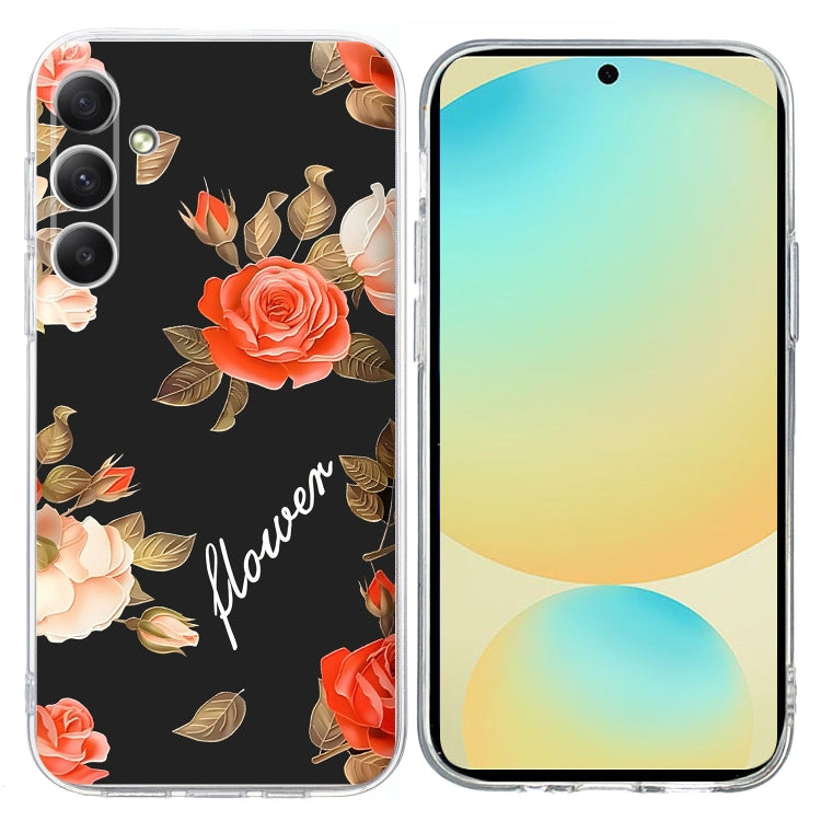 For Samsung Galaxy S25 FE 5G Colorful Painting Pattern TPU Phone Case(Flowers On Black) - Galaxy S25 5G Cases by PMC Jewellery | Online Shopping South Africa | PMC Jewellery | Buy Now Pay Later Mobicred