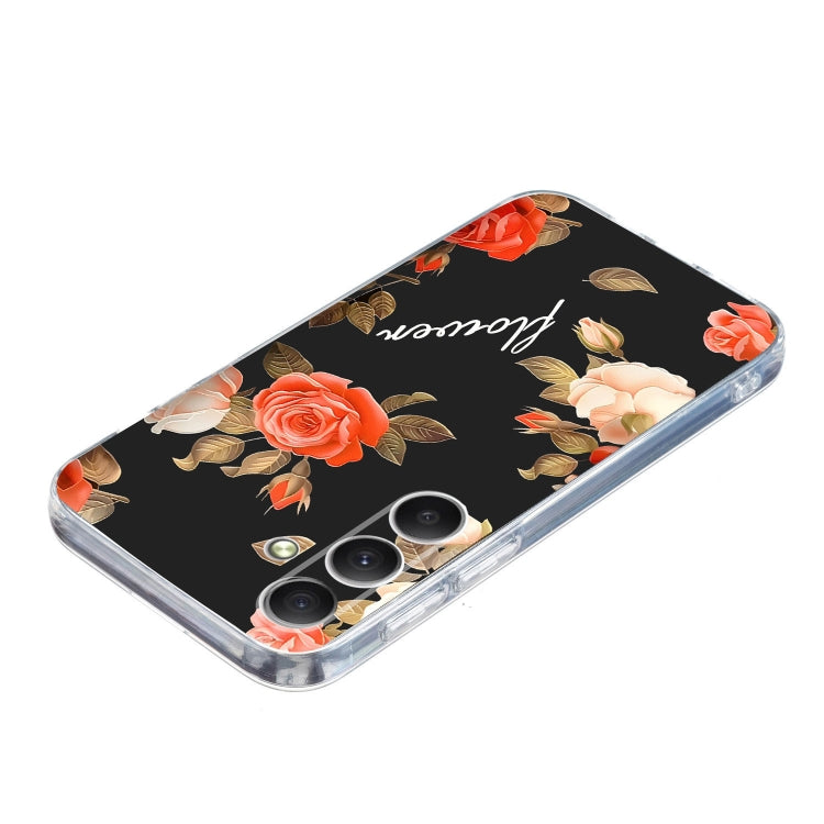 For Samsung Galaxy S25 FE 5G Colorful Painting Pattern TPU Phone Case(Flowers On Black) - Galaxy S25 5G Cases by PMC Jewellery | Online Shopping South Africa | PMC Jewellery | Buy Now Pay Later Mobicred