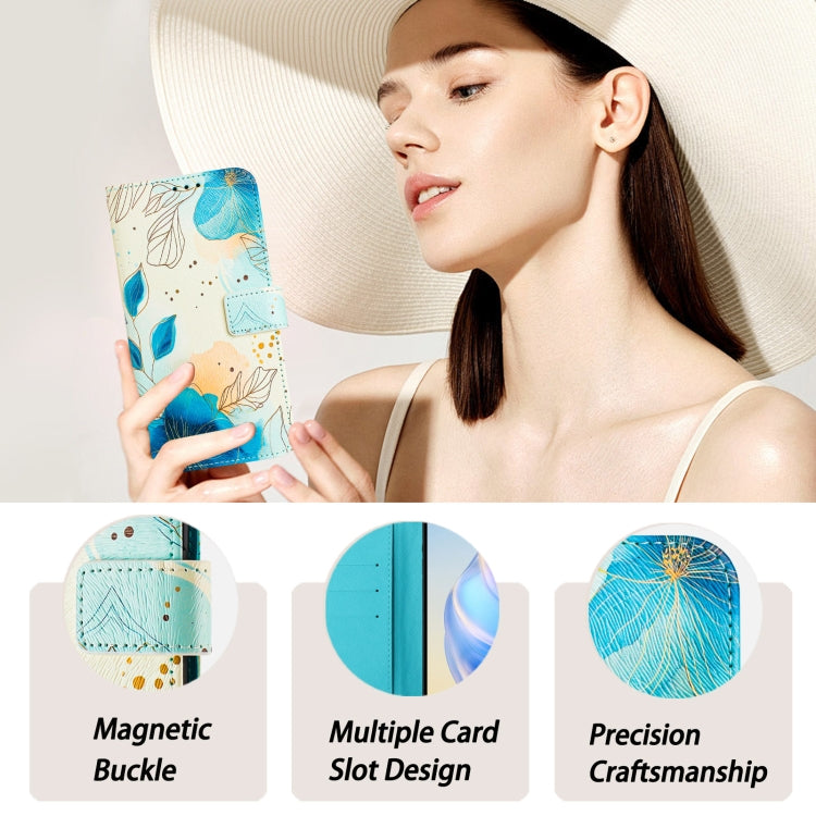 For iPhone 16e Art Colored Drawing Pattern Leather Phone Case(Flowering flowers) - iPhone 16e Cases by PMC TechLife | Online Shopping South Africa | PMC TechLife | Buy Now Pay Later Mobicred