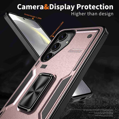 For Samsung Galaxy S25 Ultra 5G Ring Holder PC Hybrid TPU Phone Case(Rose Gold) - Galaxy S25 Ultra 5G Cases by PMC Jewellery | Online Shopping South Africa | PMC Jewellery | Buy Now Pay Later Mobicred