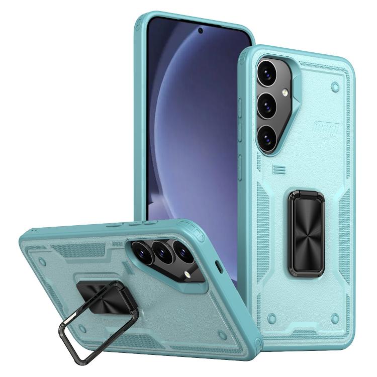 For Samsung Galaxy S25 5G Ring Holder PC Hybrid TPU Phone Case(Blue) - Galaxy S25 5G Cases by PMC Jewellery | Online Shopping South Africa | PMC Jewellery | Buy Now Pay Later Mobicred