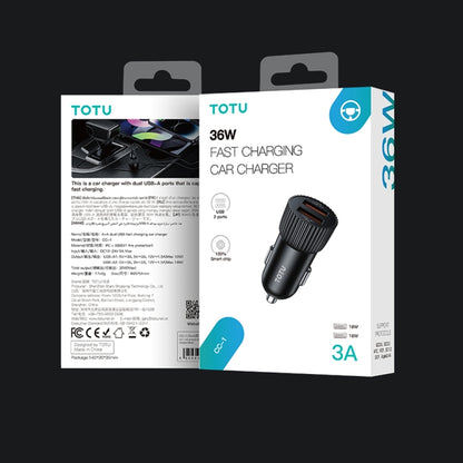 TOTU CC-1 36W Dual USB Ports Fast Charging Car Charger(Black) - Car Charger by TOTUDESIGN | Online Shopping South Africa | PMC Jewellery | Buy Now Pay Later Mobicred