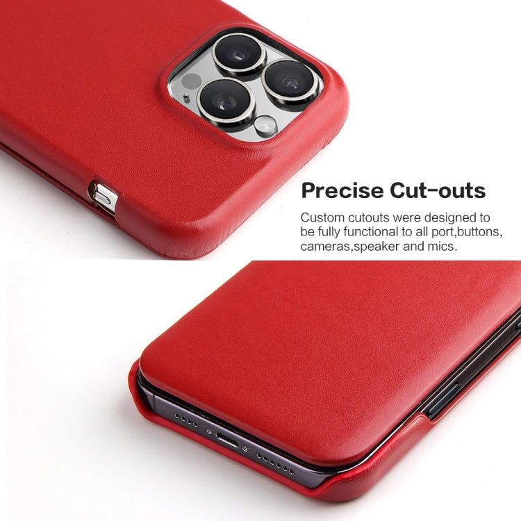 For iPhone 16 Pro Max Fierre Shann Top Layer Cowhide Business Magnetic Leather Phone Case(Red) - iPhone 16 Pro Max Cases by FIERRE SHANN | Online Shopping South Africa | PMC Jewellery | Buy Now Pay Later Mobicred