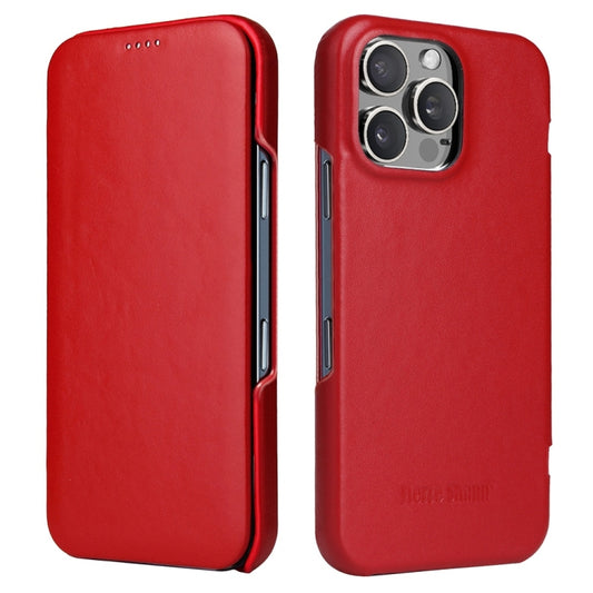 For iPhone 16 Pro Fierre Shann Top Layer Cowhide Business Magnetic Leather Phone Case(Red) - iPhone 16 Pro Cases by FIERRE SHANN | Online Shopping South Africa | PMC Jewellery | Buy Now Pay Later Mobicred