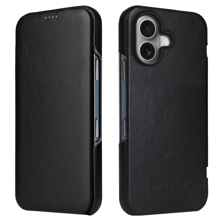 For iPhone 16 Plus Fierre Shann Top Layer Cowhide Business Magnetic Leather Phone Case(Black) - iPhone 16 Plus Cases by FIERRE SHANN | Online Shopping South Africa | PMC Jewellery | Buy Now Pay Later Mobicred