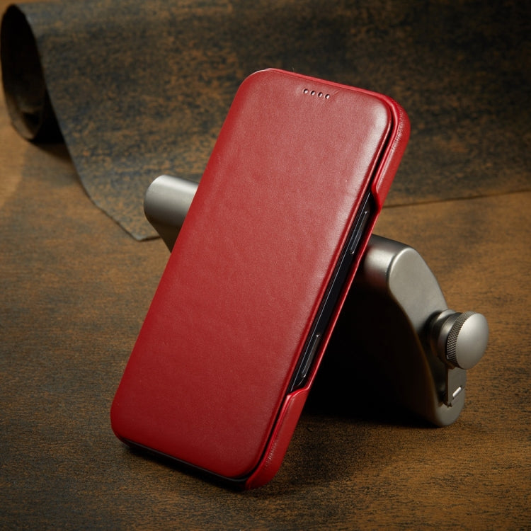 For iPhone 16 Fierre Shann Top Layer Cowhide Business Magnetic Leather Phone Case(Red) - iPhone 16 Cases by FIERRE SHANN | Online Shopping South Africa | PMC Jewellery | Buy Now Pay Later Mobicred