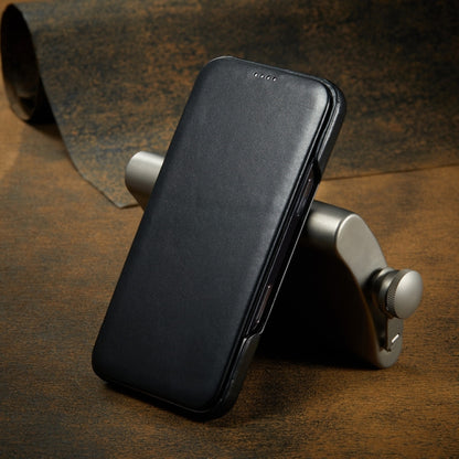 For iPhone 16 Fierre Shann Top Layer Cowhide Business Magnetic Leather Phone Case(Black) - iPhone 16 Cases by FIERRE SHANN | Online Shopping South Africa | PMC Jewellery | Buy Now Pay Later Mobicred