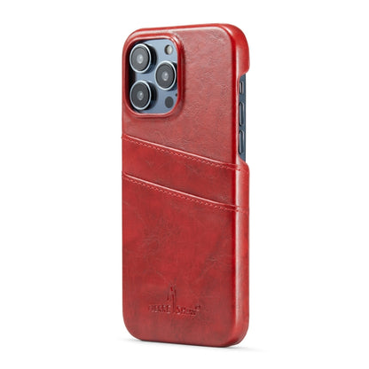 For iPhone 16 Pro Fierre Shann Retro Oil Wax Texture Card Slots PU Leather Phone Case(Red) - iPhone 16 Pro Cases by FIERRE SHANN | Online Shopping South Africa | PMC Jewellery | Buy Now Pay Later Mobicred