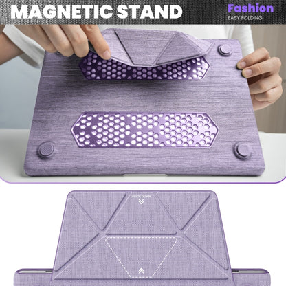 For MacBook Air 15.3 inch A3114 / A2941 Fabric Magnetic Holder Laptop Protective Case(Purple) - MacBook Air Cases by PMC Jewellery | Online Shopping South Africa | PMC Jewellery | Buy Now Pay Later Mobicred