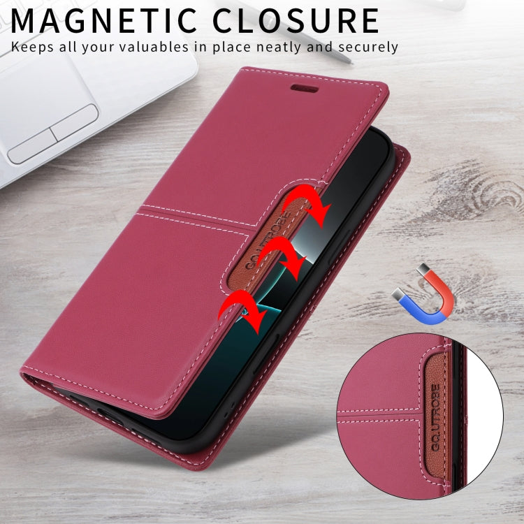 For iPhone 16 Pro GQUTROBE G01 RFID Anti-theft Leather Phone Case(Red) - iPhone 16 Pro Cases by GQUTROBE | Online Shopping South Africa | PMC Jewellery | Buy Now Pay Later Mobicred