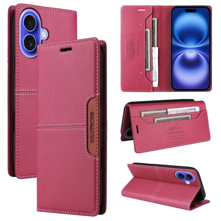 For iPhone 16 GQUTROBE G01 RFID Anti-theft Leather Phone Case(Red) - iPhone 16 Cases by GQUTROBE | Online Shopping South Africa | PMC Jewellery | Buy Now Pay Later Mobicred