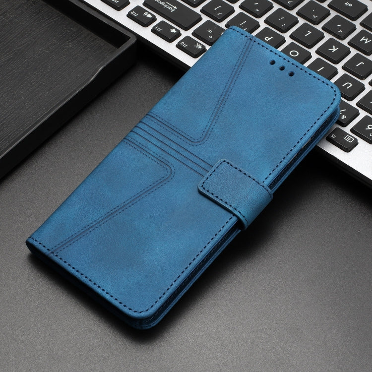 For Samsung Galaxy S25 5G Triangle Solid Color Leather Phone Case(Blue) - Galaxy S25 5G Cases by PMC TechLife | Online Shopping South Africa | PMC TechLife | Buy Now Pay Later Mobicred